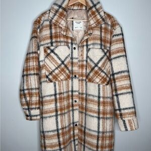 Abercrombie Long-Length Wool-Blend plaid jacket